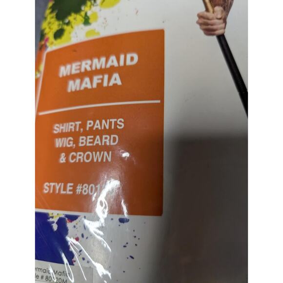 Seeing Red Mermaid Mafia Mens M Funny King Triton Atlantis Halloween Costume - Picture 9 of 12